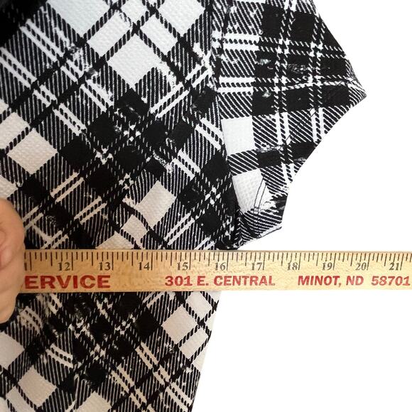 Hot Topic Dress Size Medium White Black Plaid Peter Pan Collar Academia Preppy - Picture 6 of 9